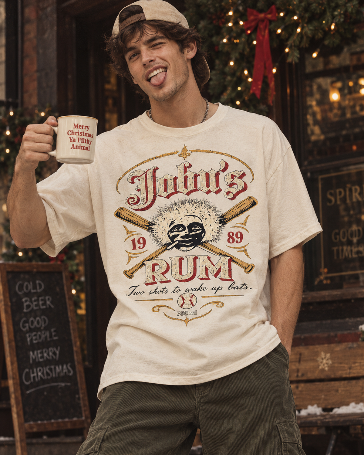 Jobu's Rum Baseball Bats Vintage Graphic T-Shirt