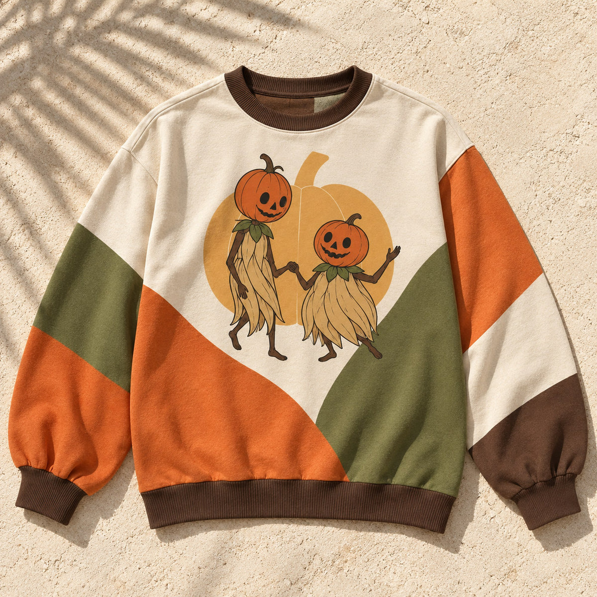 Pumpkin Couple Halloween sweatshirt flat lay