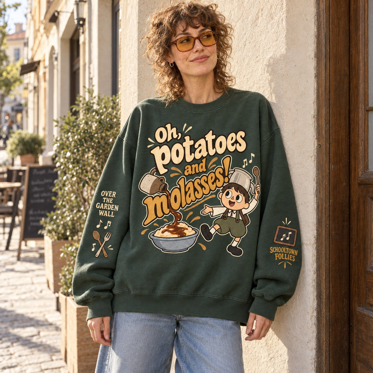 Potatoes and Molasses sweatshirt street look