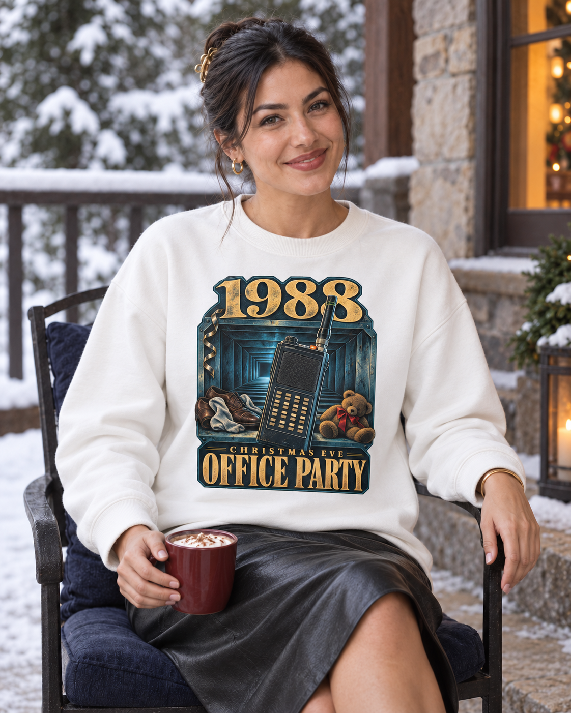 1988 Christmas Eve Office Party crewneck sweatshirt, white, outdoors