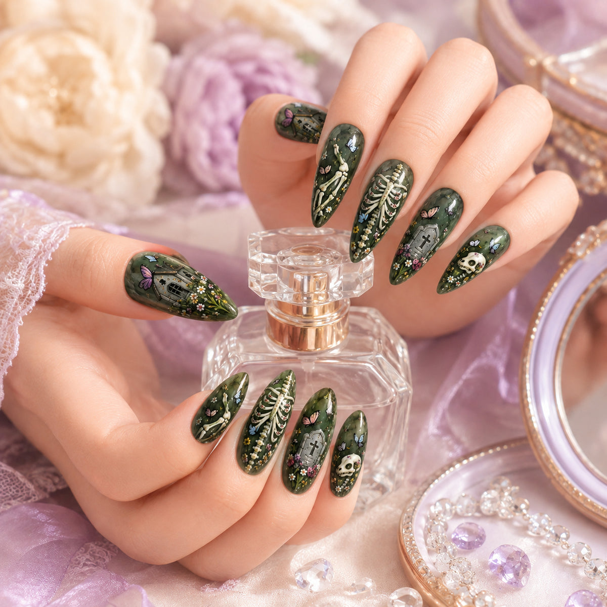 Haunted Garden 3D Handmade Press-On Nails – 6 Design Options