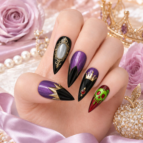 Disney Villains Halloween 3D Handmade Press-On Nails – 4 Design Options