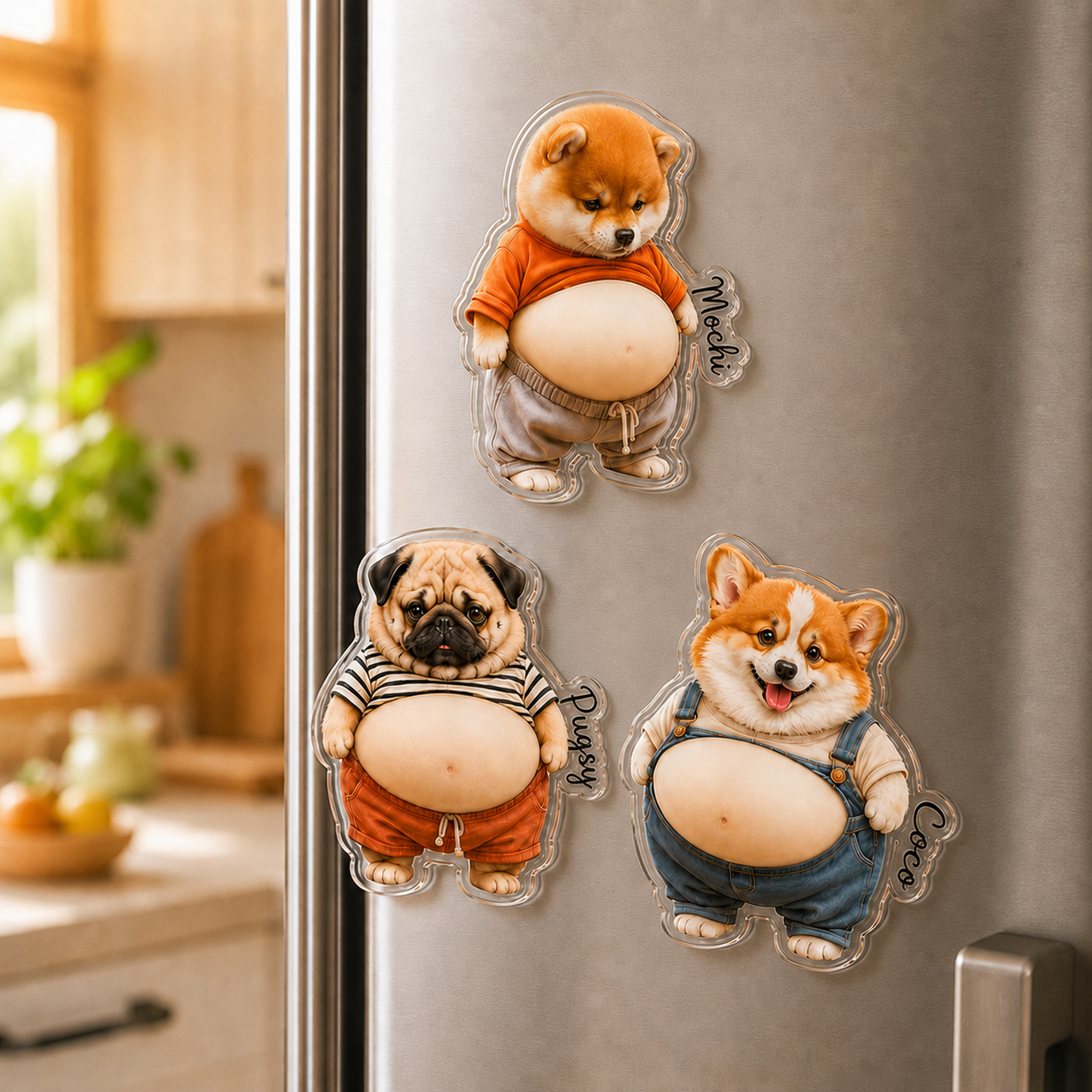 Custom Pet Photo Squishy Belly Acrylic Fridge Magnet