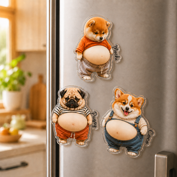 Custom Pet Photo Squishy Belly Acrylic Fridge Magnet