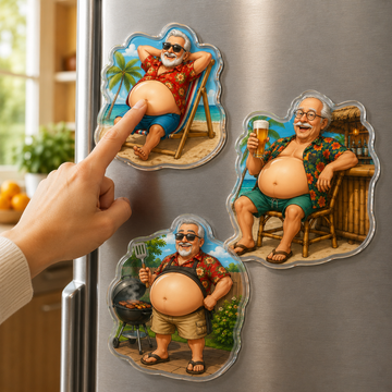 Custom Retired Men Squishy Belly Acrylic Fridge Magnet