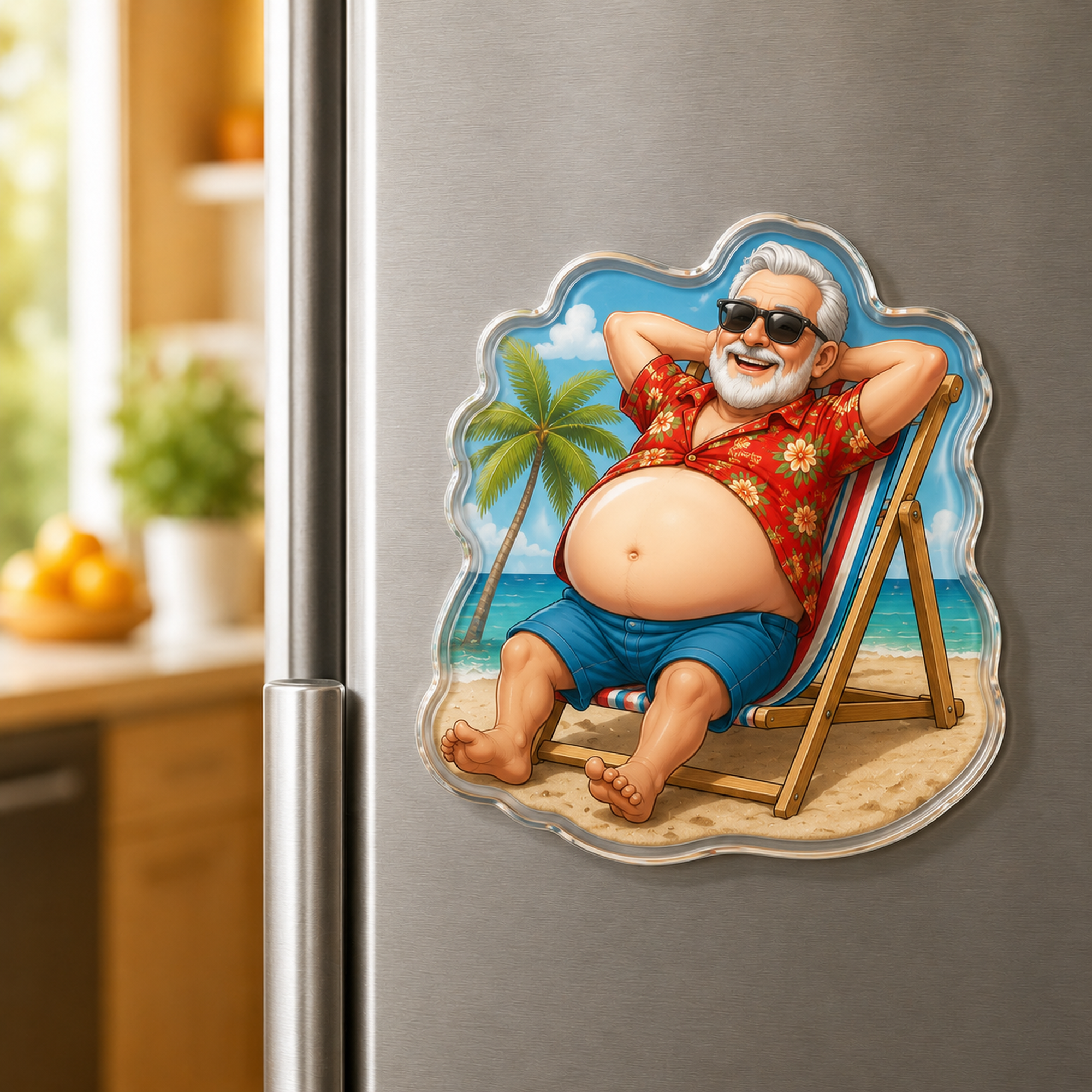Custom Retired Men Squishy Belly Acrylic Fridge Magnet