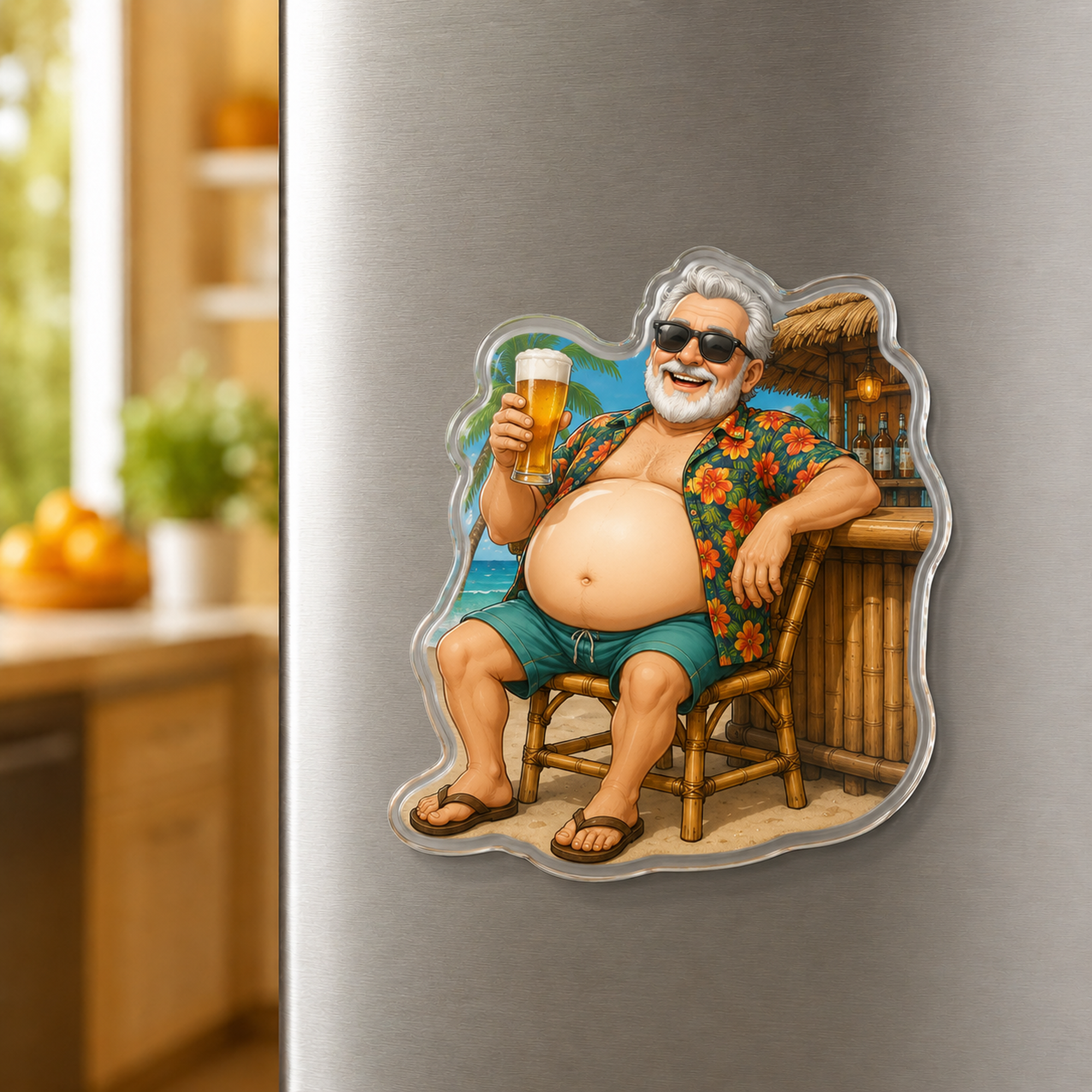 Custom Retired Men Squishy Belly Acrylic Fridge Magnet