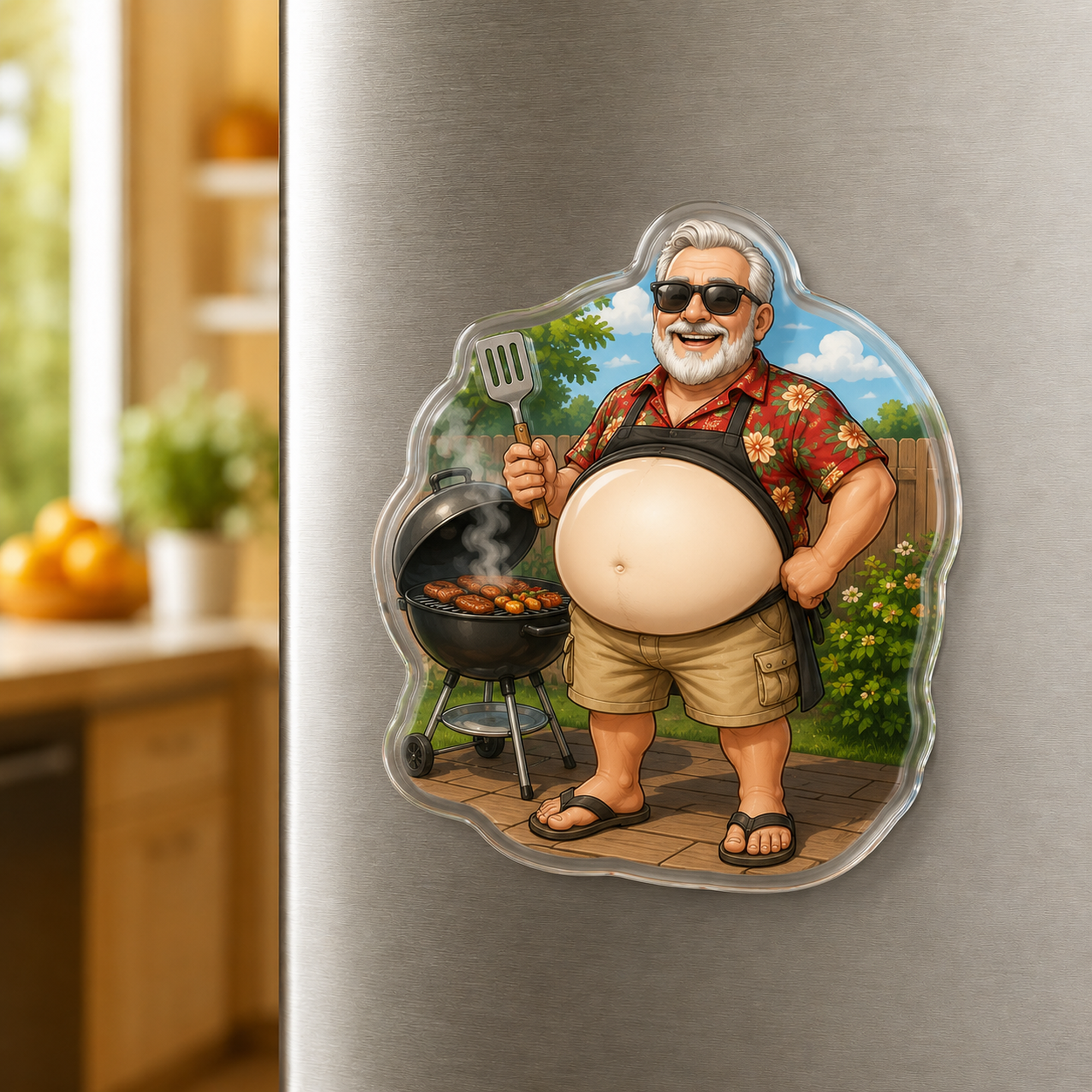 Custom Retired Men Squishy Belly Acrylic Fridge Magnet
