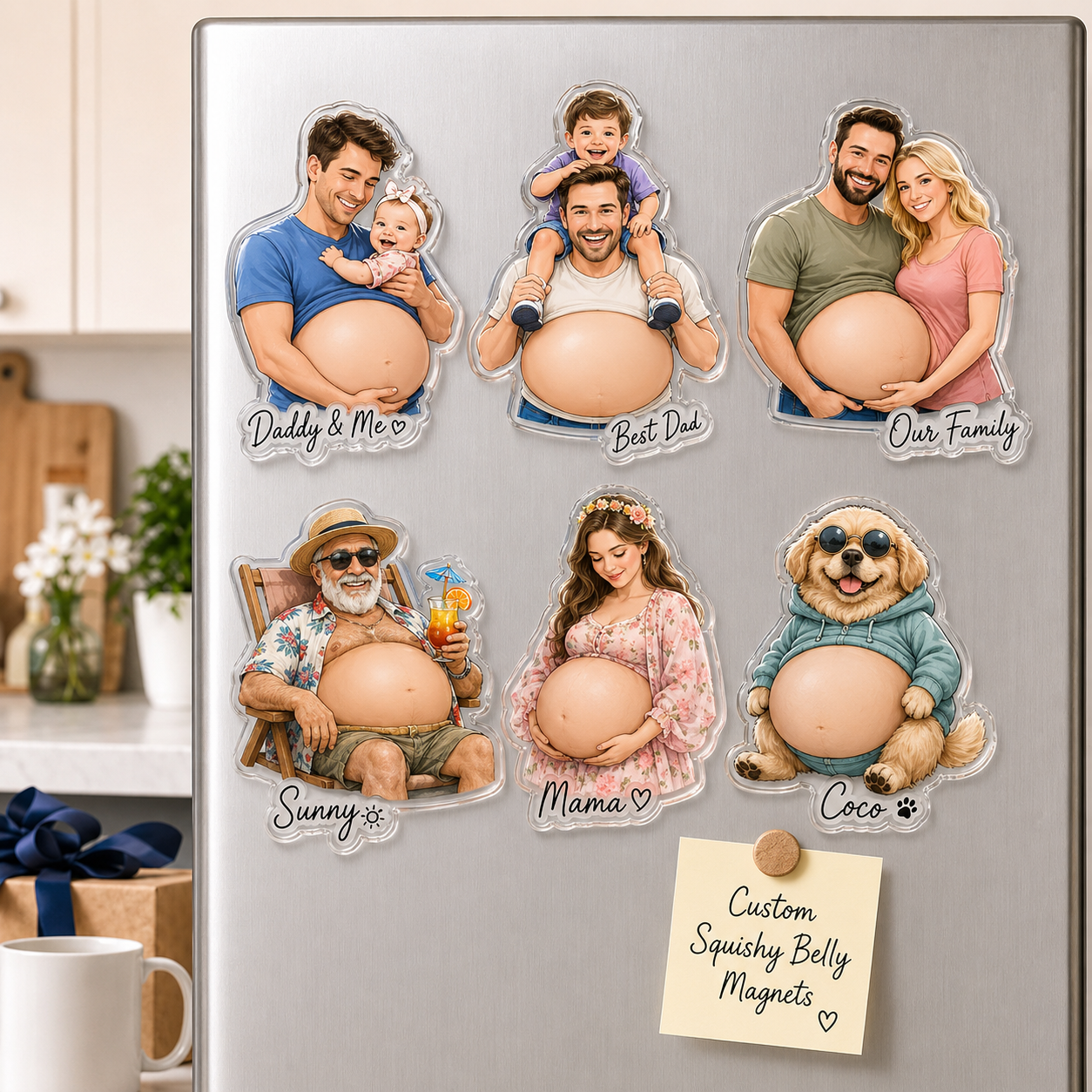 Custom Squishy Belly Fridge Magnet Personalized Photo Gift