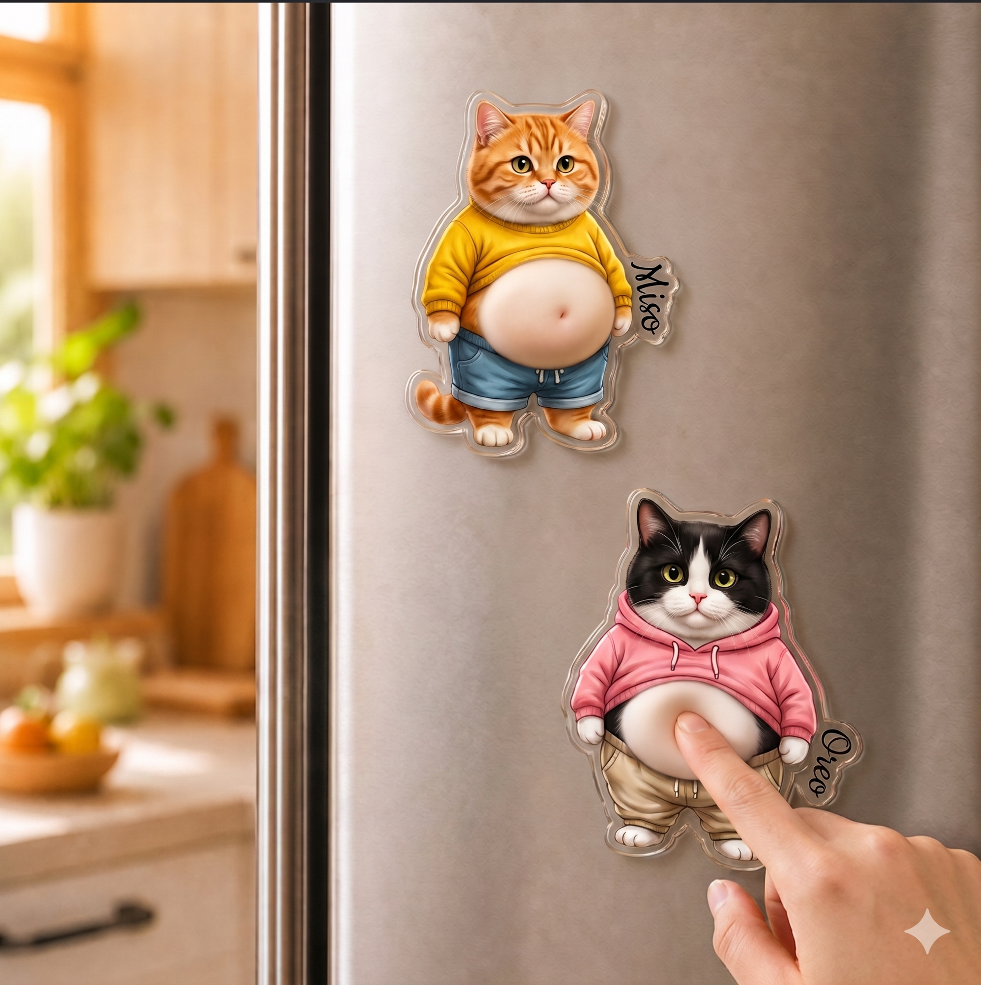 Custom Pet Photo Squishy Belly Acrylic Fridge Magnet