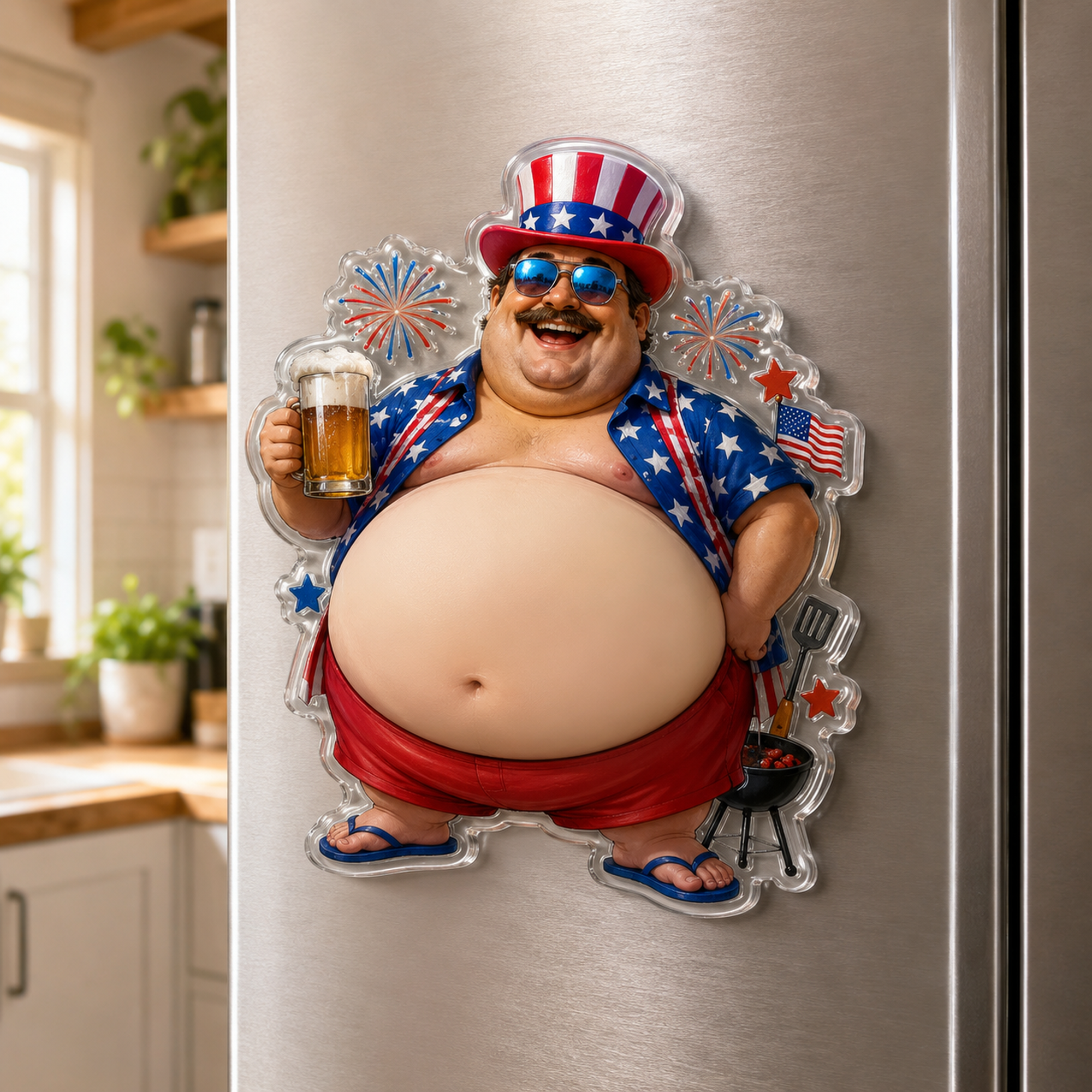 Personalized 4th of July Squishy Belly Magnet Patriotic Photo