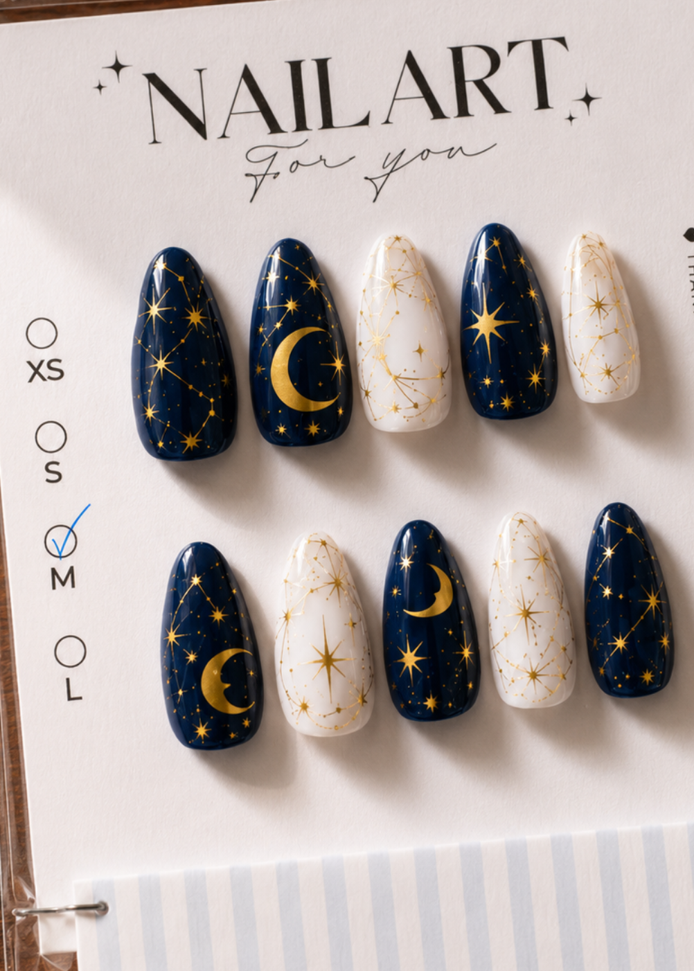 Celestial Moon & Star Handmade Press-On Nails – 10-Piece Set