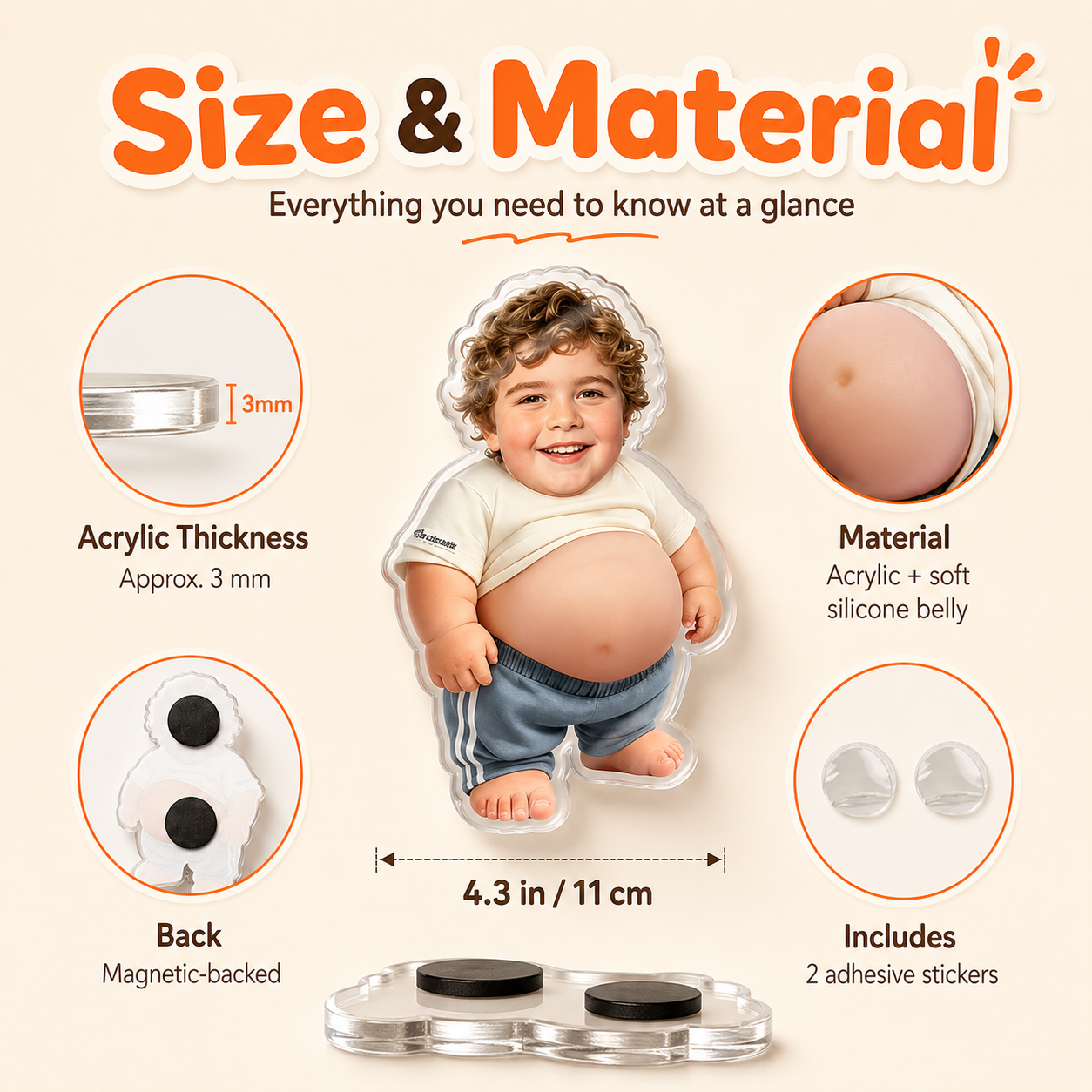 Custom Squishy Belly Fridge Magnet Personalized Photo Gift