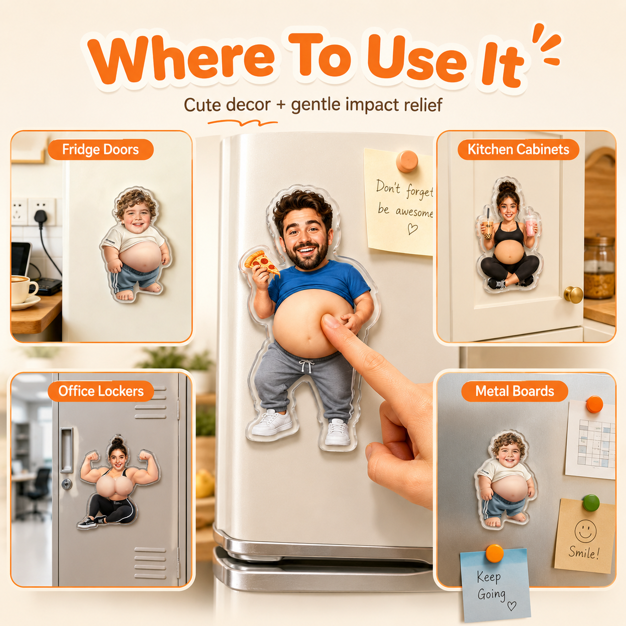 Custom Squishy Belly Fridge Magnet Personalized Photo Gift