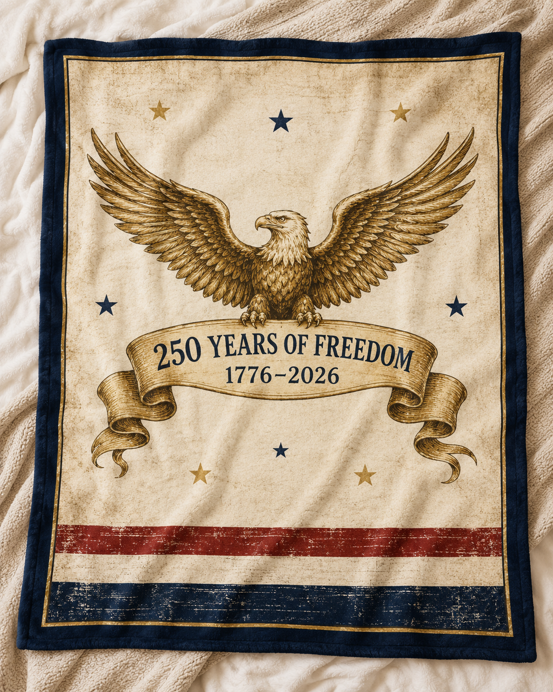 Patriotic Eagle Fleece Throw Blanket America 250th Anniversary