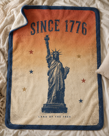 Land of the Free Vintage Liberty Fleece Throw Blanket