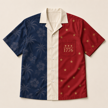 Patriotic Hawaiian America 1776 Button Up Vintage Americana Shirt