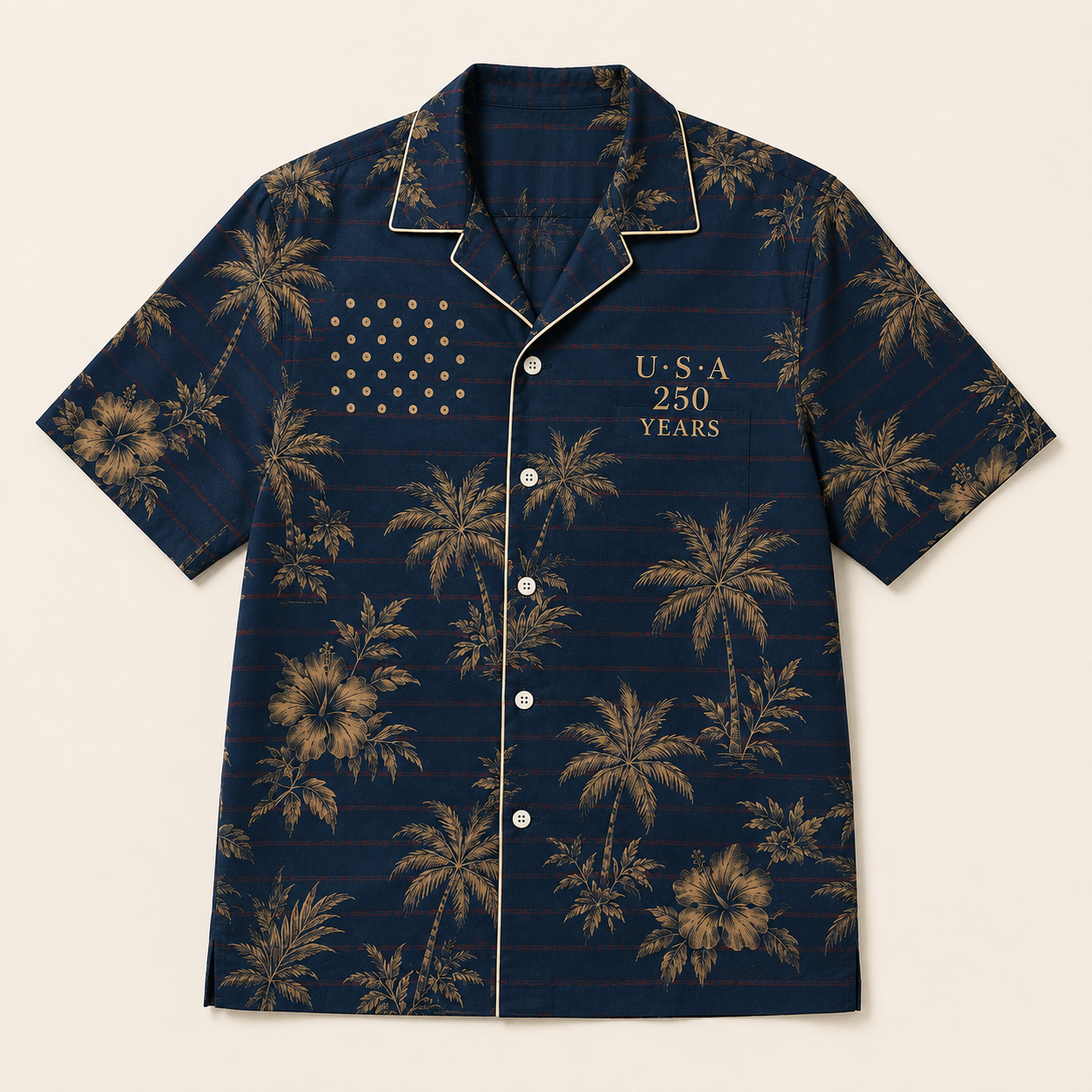 USA 250 Patriotic Tropical Hawaiian Shirt