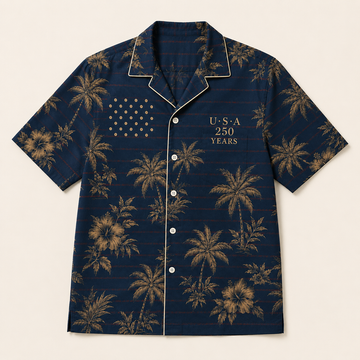 USA 250 Patriotic Tropical Hawaiian Shirt