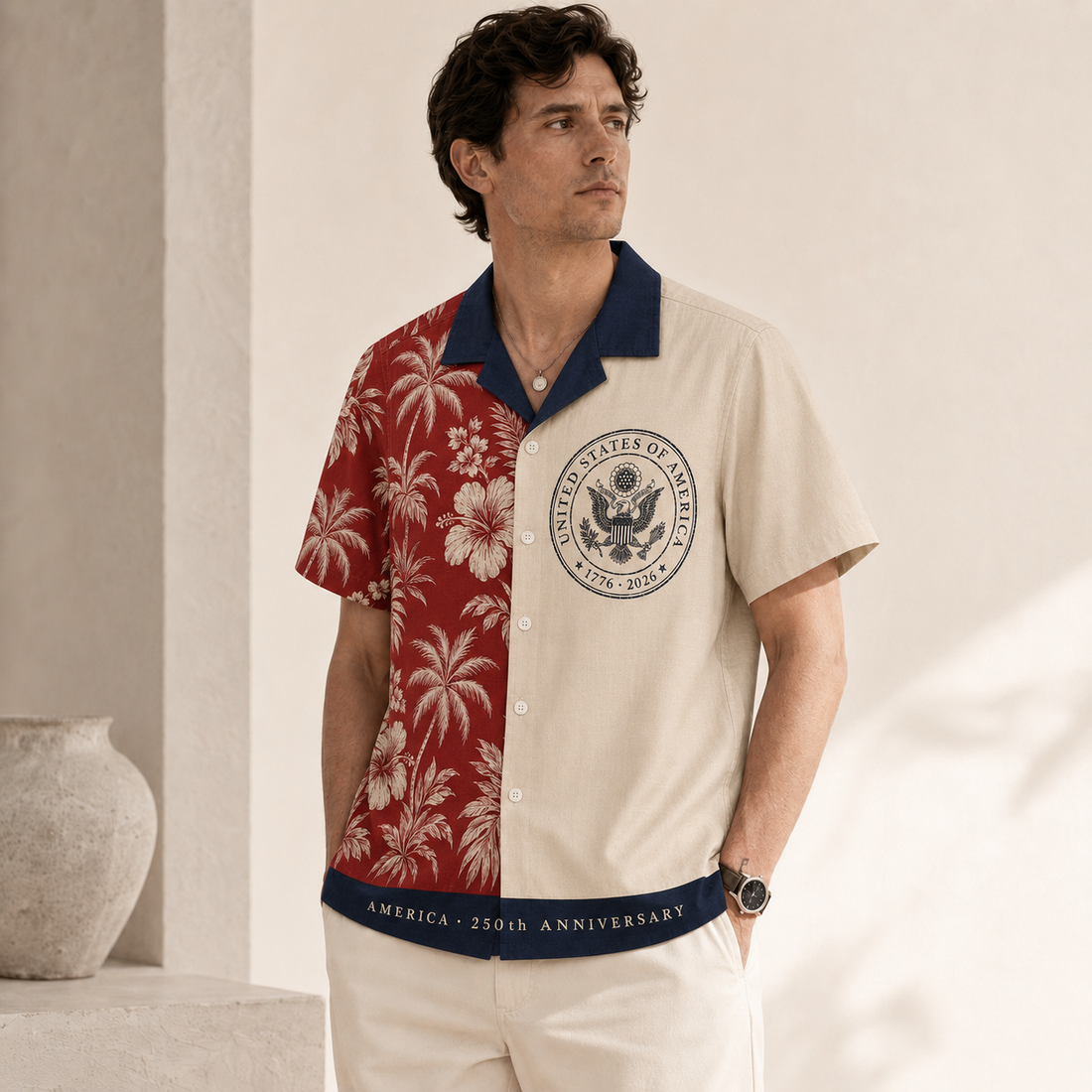America 250th Anniversary Patriotic Seal Hawaiian Shirt