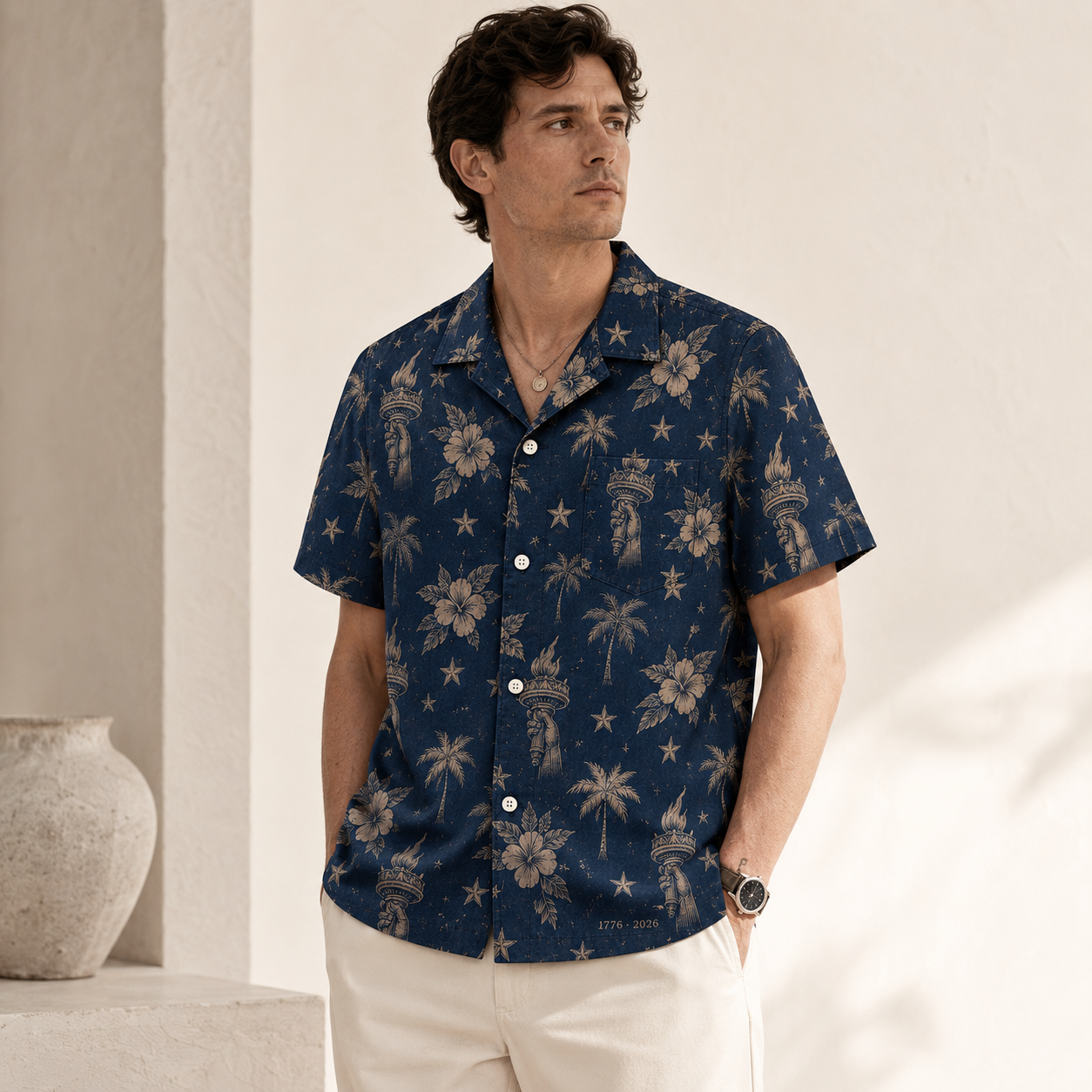 Liberty Tropical Patriotic Americana Hawaiian Shirt