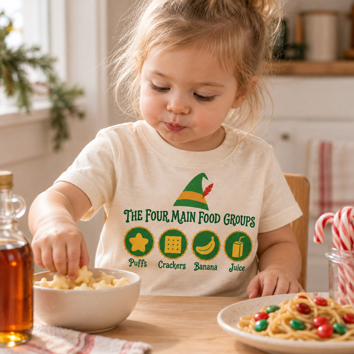 The Four Main Food Groups Christmas Shirt, Matching Toddler & Adult Tee or Hoodie