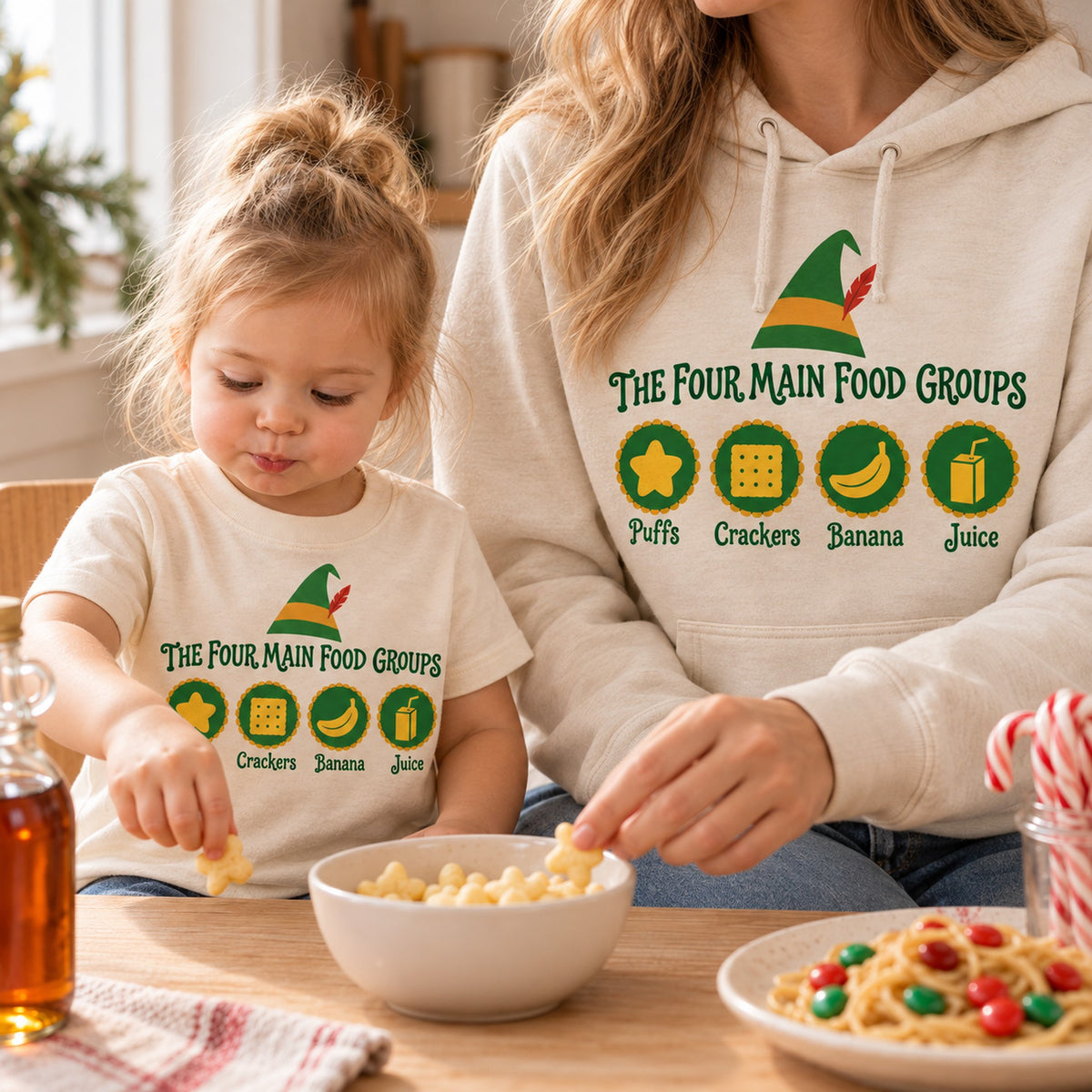 The Four Main Food Groups Christmas Shirt, Matching Toddler & Adult Tee or Hoodie