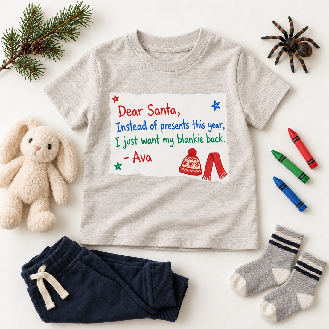 Personalized Dear Santa Letter Christmas Shirt, Matching Toddler & Adult Tee or Hoodie