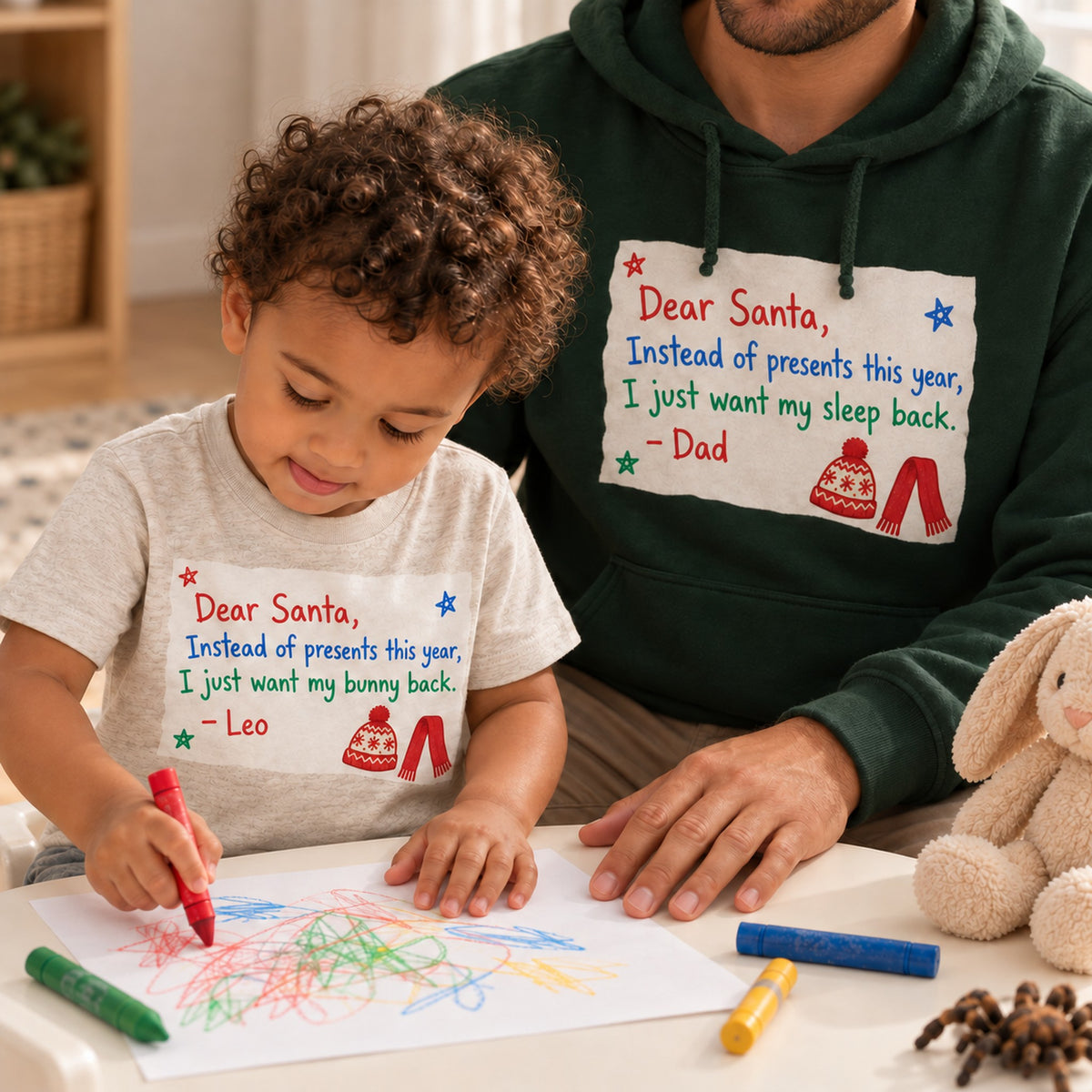Personalized Dear Santa Letter Christmas Shirt, Matching Toddler & Adult Tee or Hoodie
