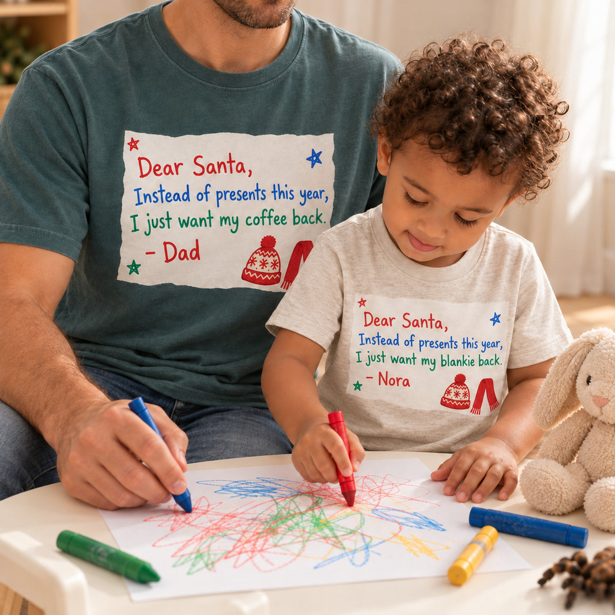 Personalized Dear Santa Letter Christmas Shirt, Matching Toddler & Adult Tee or Hoodie