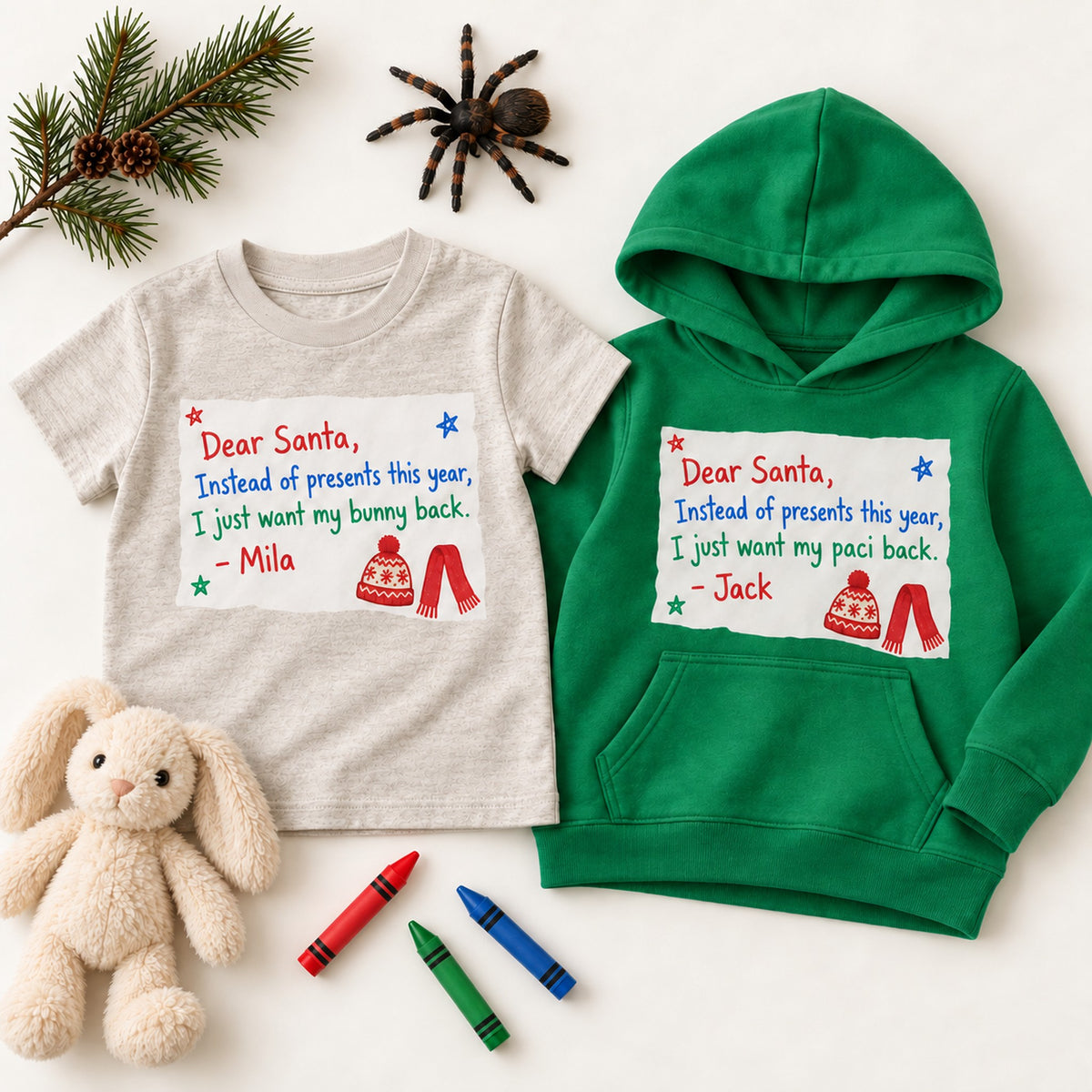 Personalized Dear Santa Letter Christmas Shirt, Matching Toddler & Adult Tee or Hoodie
