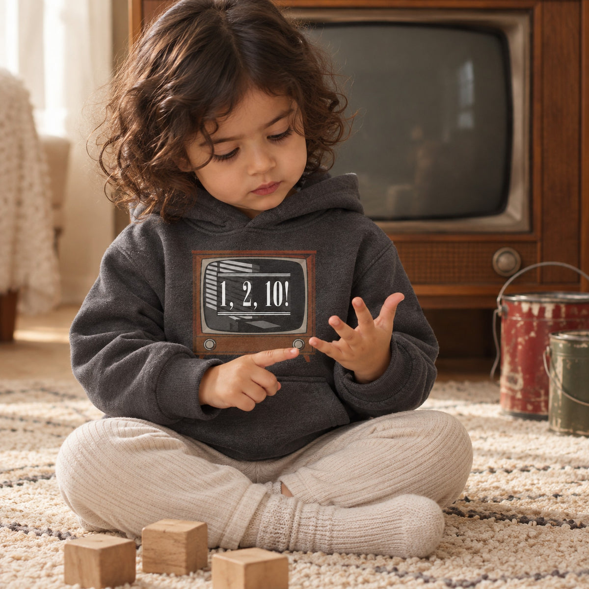 1, 2, 10 Retro TV Christmas Shirt, Matching Toddler & Adult Tee or Hoodie
