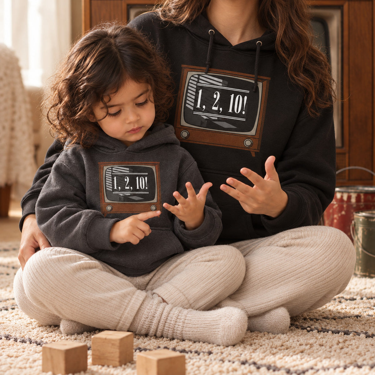 1, 2, 10 Retro TV Christmas Shirt, Matching Toddler & Adult Tee or Hoodie