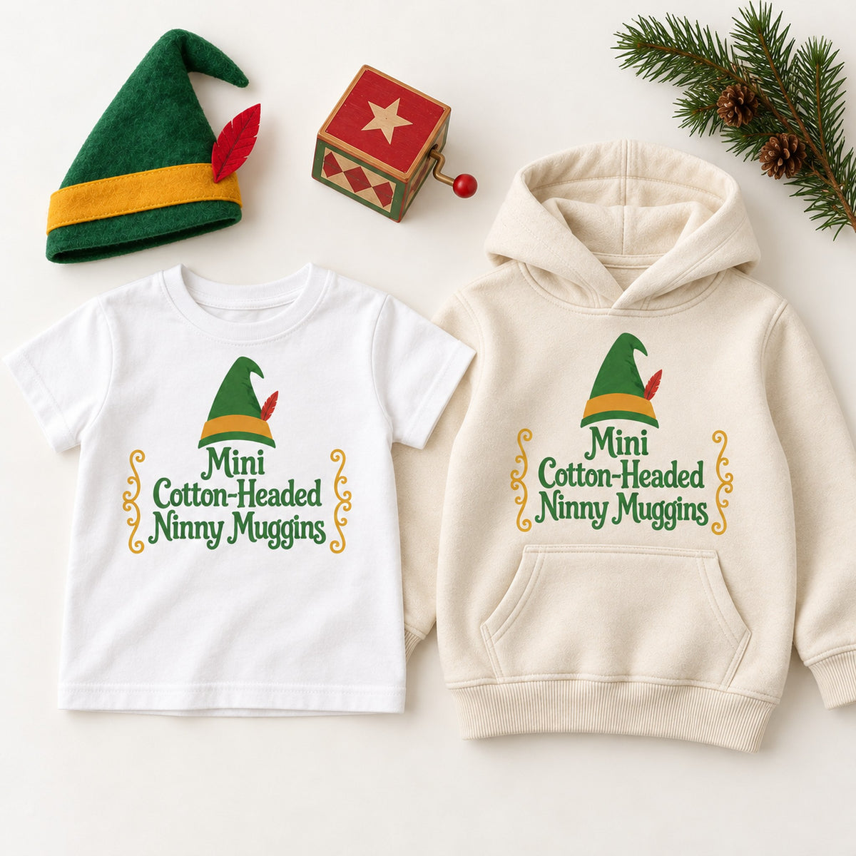 Mini Cotton-Headed Ninny Muggins Christmas Shirt, Matching Toddler & Adult Tee or Hoodie