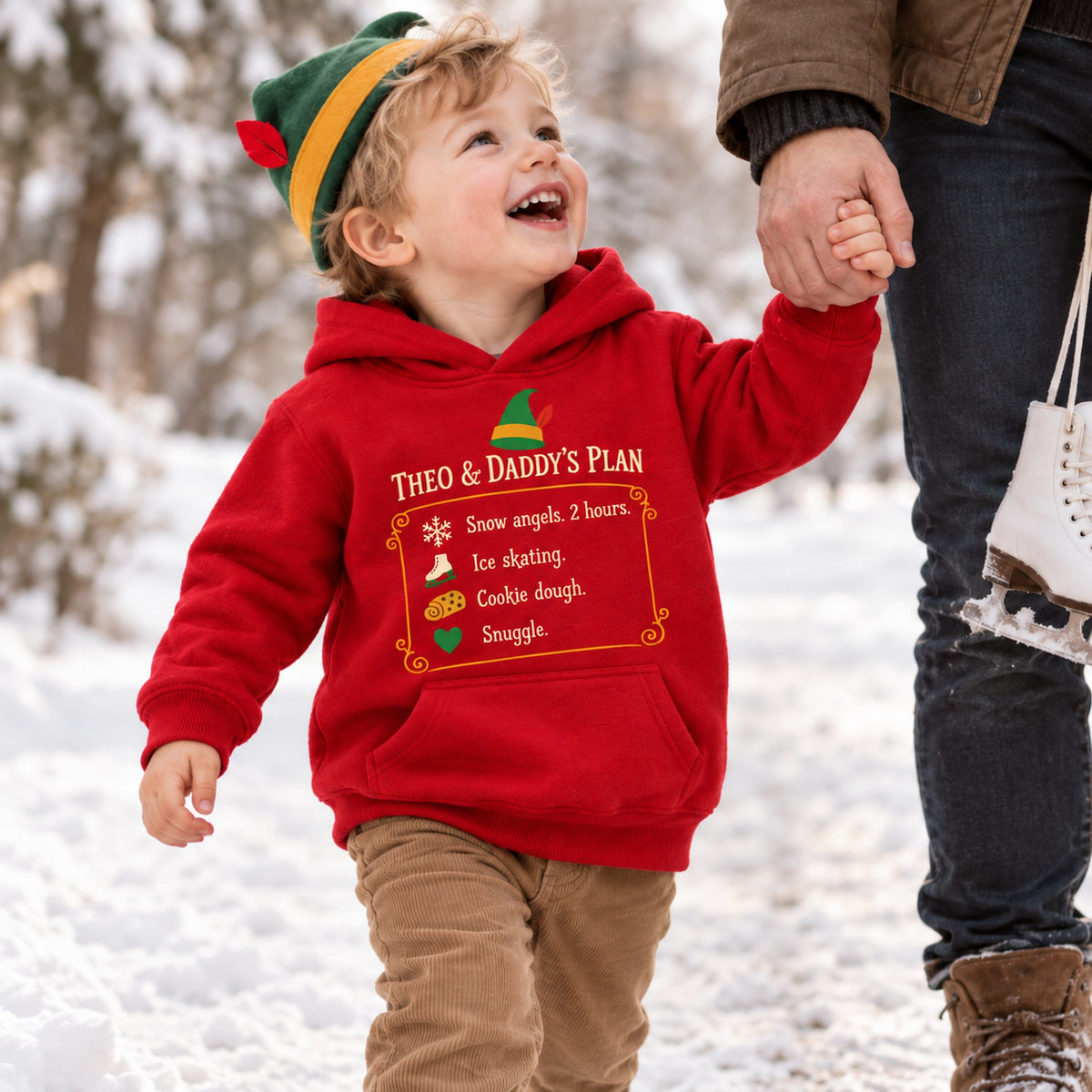 Personalized Kid and Dad Christmas Plan Shirt, Matching Toddler & Adult Tee or Hoodie