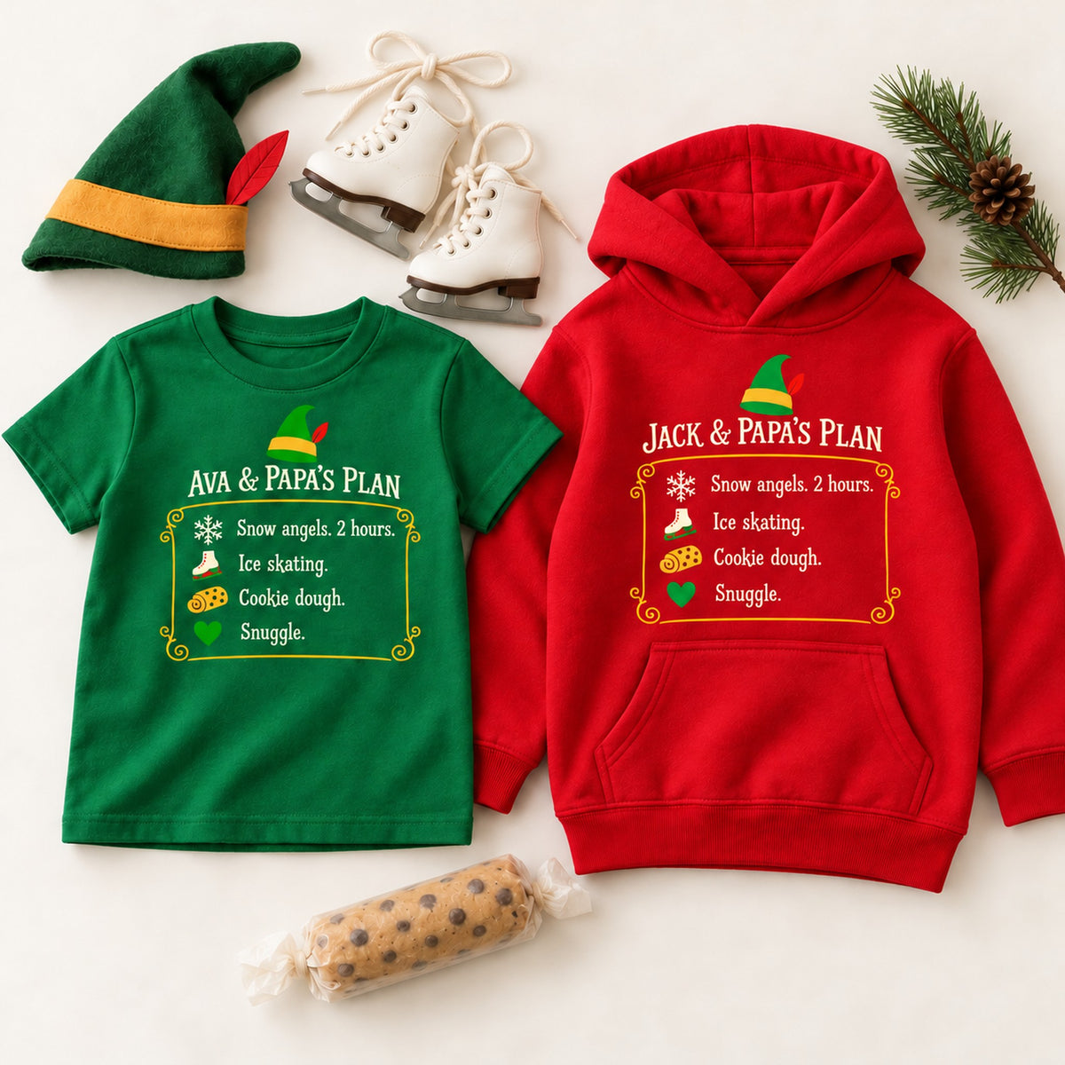 Personalized Kid and Dad Christmas Plan Shirt, Matching Toddler & Adult Tee or Hoodie