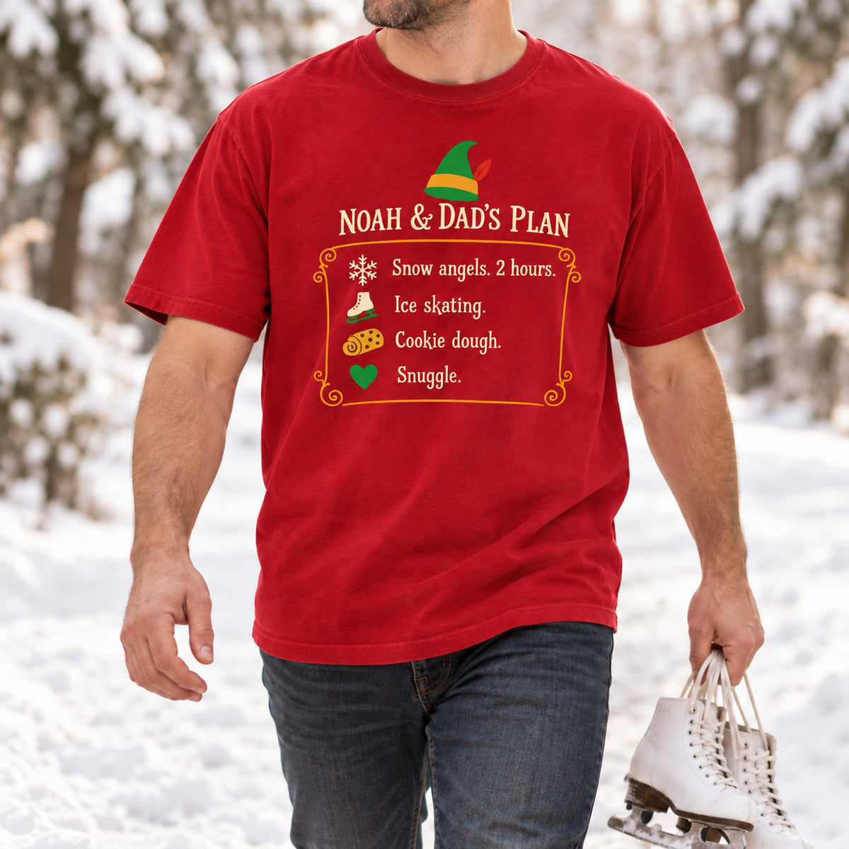 Personalized Kid and Dad Christmas Plan Shirt, Matching Toddler & Adult Tee or Hoodie