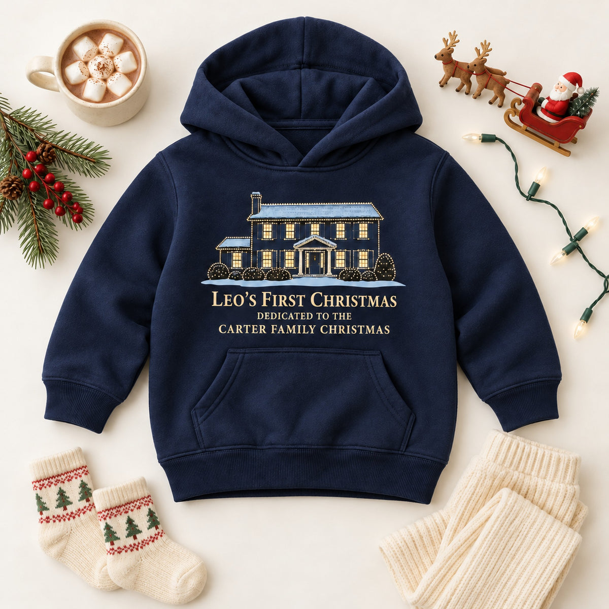 Personalized First Christmas Family House Shirt, Matching Toddler & Adult Tee or Hoodie