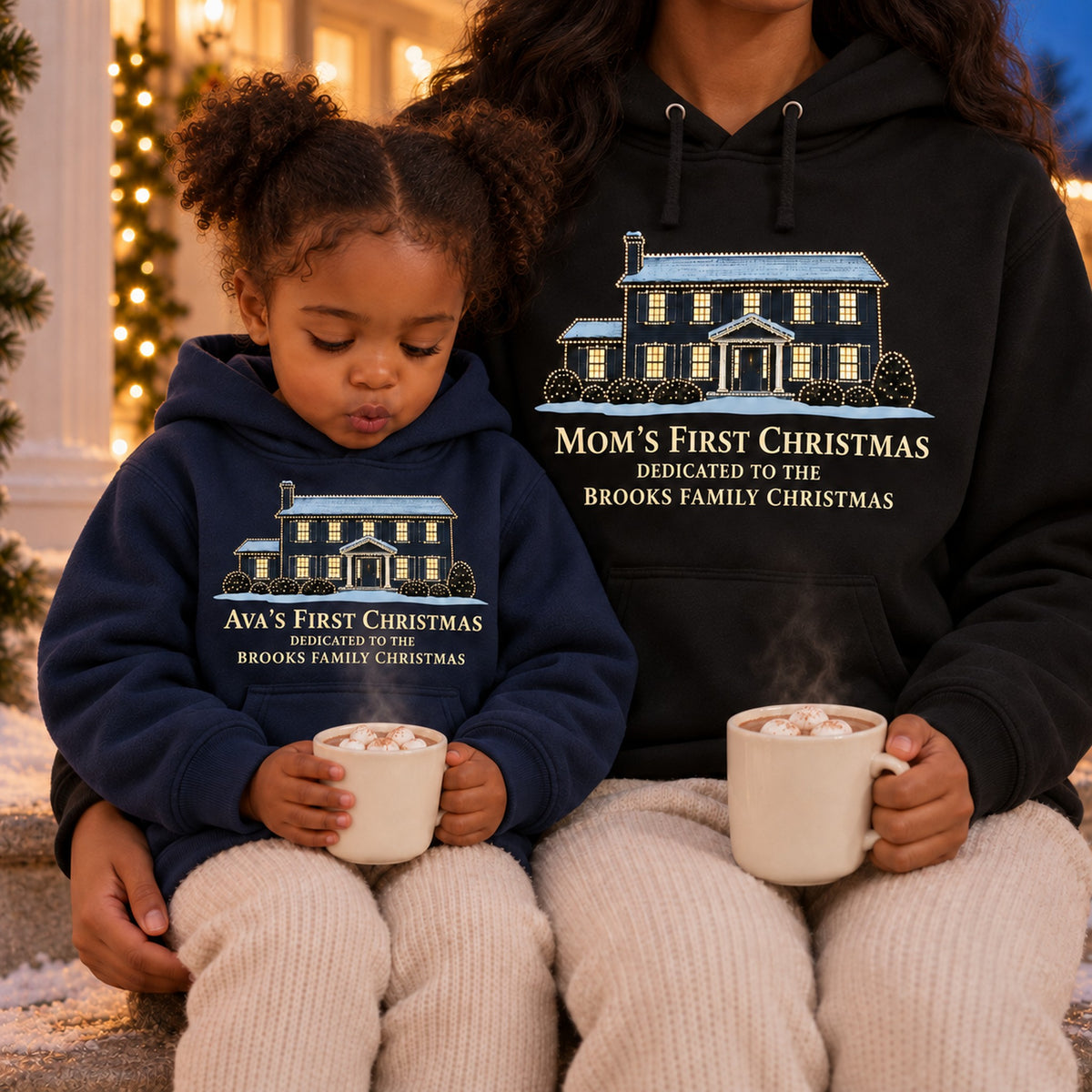 Personalized First Christmas Family House Shirt, Matching Toddler & Adult Tee or Hoodie